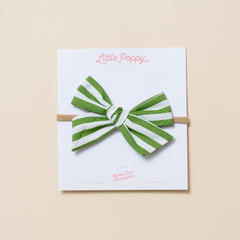 Green Spring Stripes Headband Bow