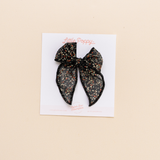 Black Ella Floral Bow Clip