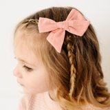 Pink Stitched Stripes Bow Clip