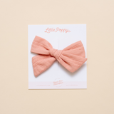 Pink Stitched Stripes Bow Clip