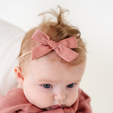 Dusty Pink Goldie Dot Headband Bow