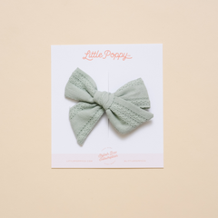 Aloe Stitched Stripes Bow Clip