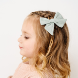 Aloe Stitched Stripes Bow Clip