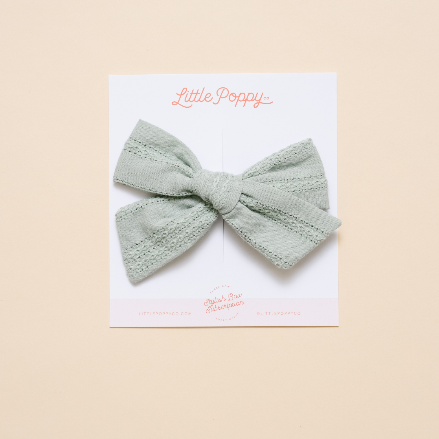 Aloe Stitched Stripes Bow Clip