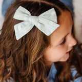 Aloe Stitched Stripes Bow Clip