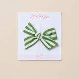 Green Spring Stripes Bow Clip