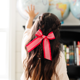 Red Houndstooth Ribbon Bow Clip