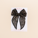 Black Ella Floral Bow Clip