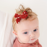 Maroon Dotted Knit Headband Bow