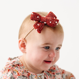 Maroon Dotted Knit Headband Bow