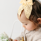 Pale Yellow Spring Crochet Bow Clip