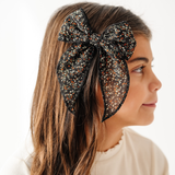 Black Ella Floral Bow Clip