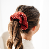 Maroon Dotted Knit Midi Scrunchie