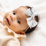 Gray Houndstooth Ribbon Headband Bow