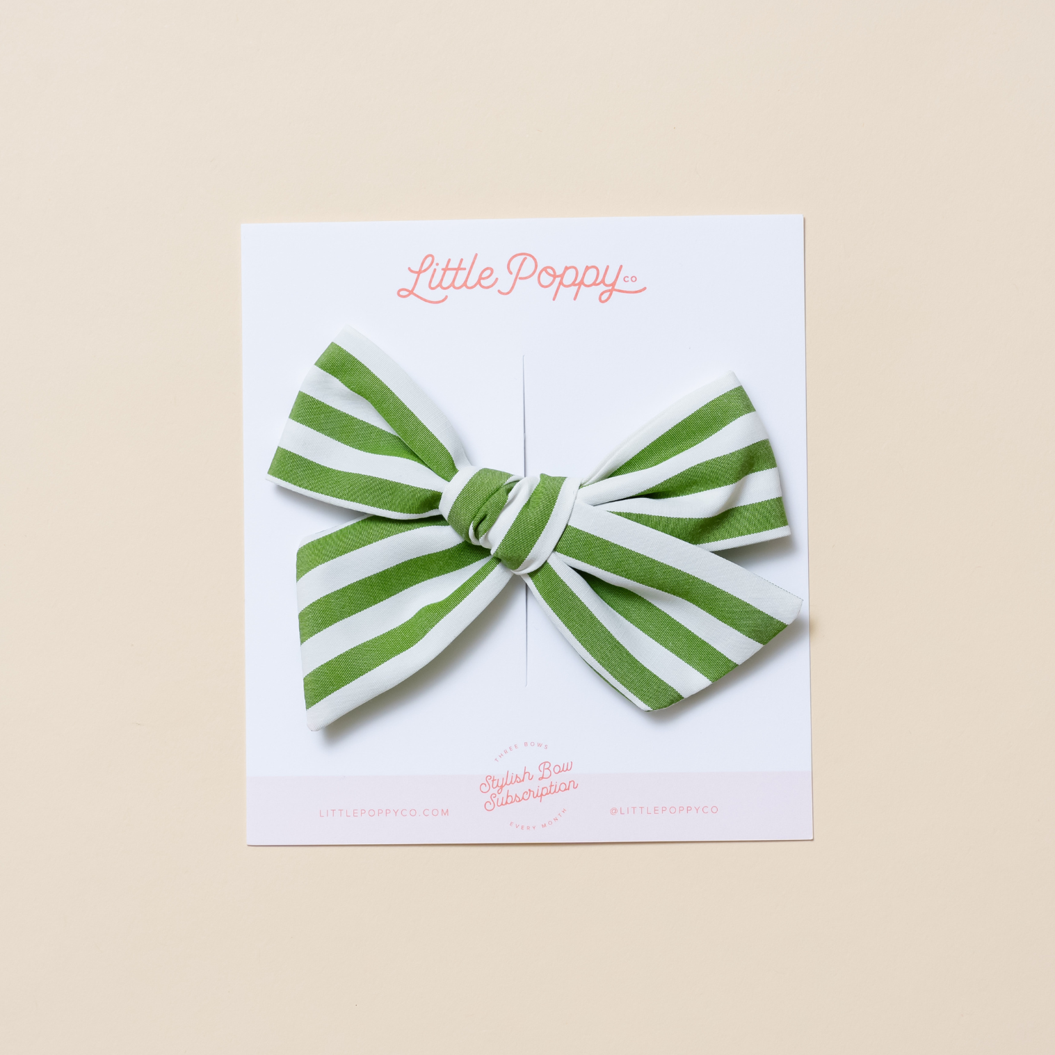 Green Spring Stripes Bow Clip