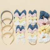 White Cotton Dobby Midi Scrunchie