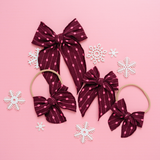 Maroon Dotted Jacquard Bow Clip