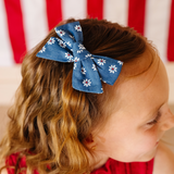 Denim Daisy Bow Clip