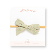 Sage Stitched Linen Baby Headband Bow