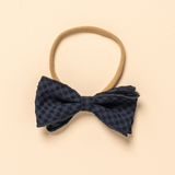 Yankee Blue Seersucker Headband Bow