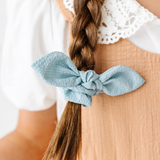 Turquoise Seersucker Knot Scrunchie