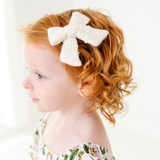 Ivory Dotted Knit Bow Clip