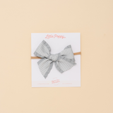 Gray Houndstooth Ribbon Headband Bow