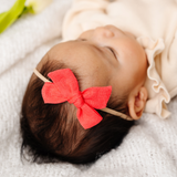 Pink Linen Headband Bow