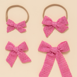 Raspberry Summer Knit Bow Clip
