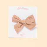 Beige Dotted Jacquard Bow Clip