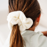 Ivory Dotted Knit Midi Scrunchie