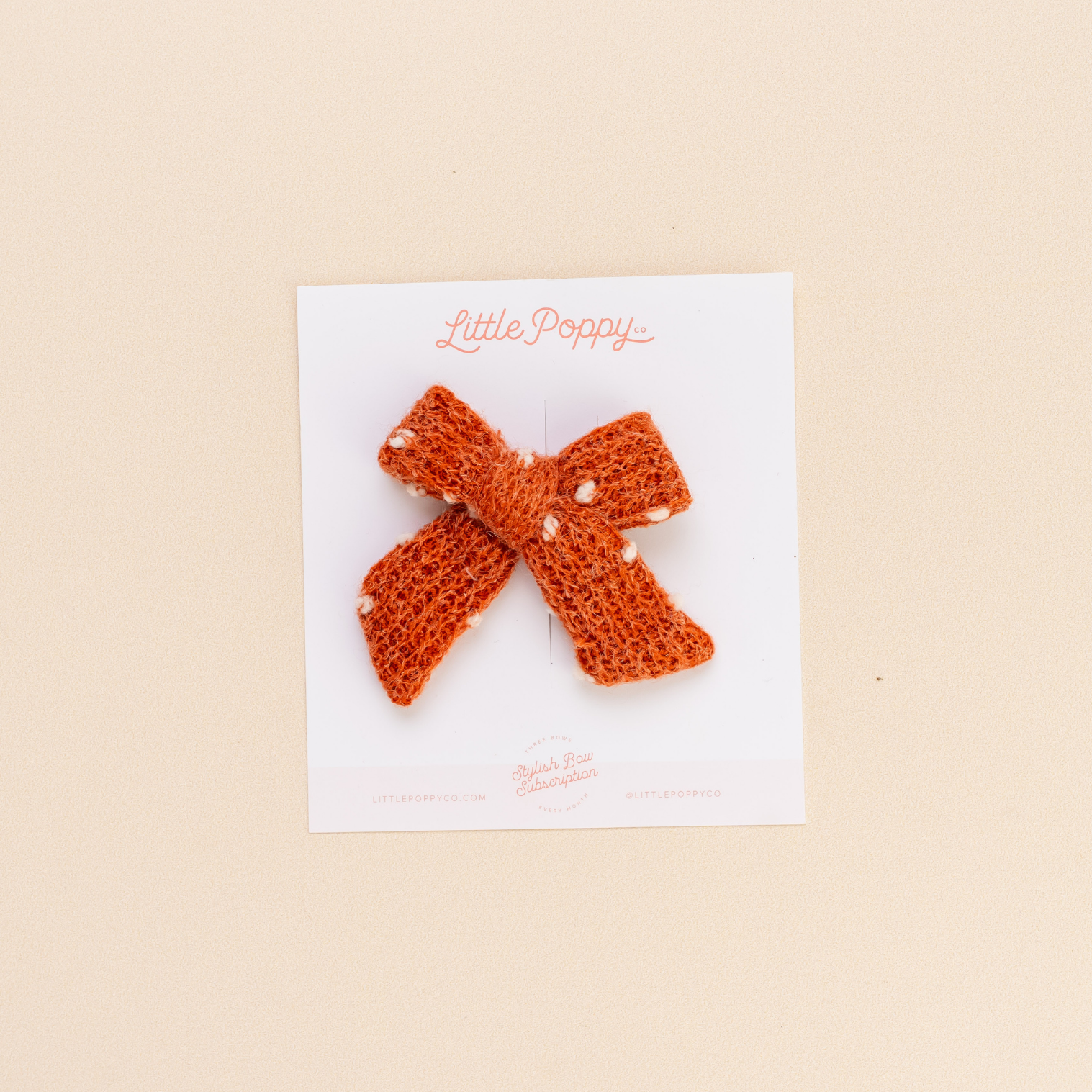 Rust Dotted Knit Bow Clip