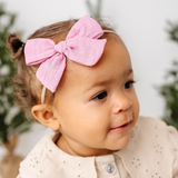 Pale Pink Dobby Headband Bow