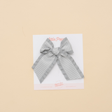 Gray Houndstooth Ribbon Bow Clip