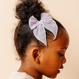 Light Purple Faded Check Bow Clip