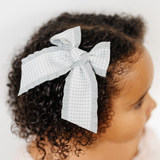 Gray Houndstooth Ribbon Bow Clip