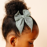 Green Faded Check Bow Clip