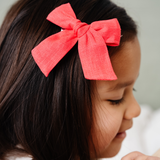 Pink Linen Bow Clip