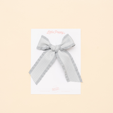 Gray Houndstooth Ribbon Bow Clip