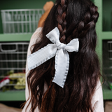 Gray Houndstooth Ribbon Bow Clip