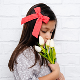 Pink Linen Bow Clip