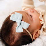 Light Blue Linen Headband Bow