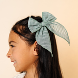 Green Faded Check Bow Clip