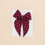 Maroon Dotted Jacquard Bow Clip