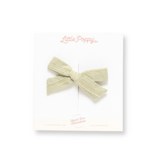 Sage Stitched Linen Bow Clip