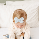 Light Blue Linen Headband Bow