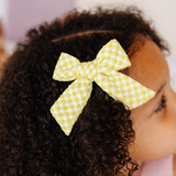 Chartreuse Diamond Check Bow Clip