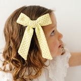 Chartreuse Diamond Check Bow Clip