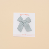 Light Blue Linen Bow Clip