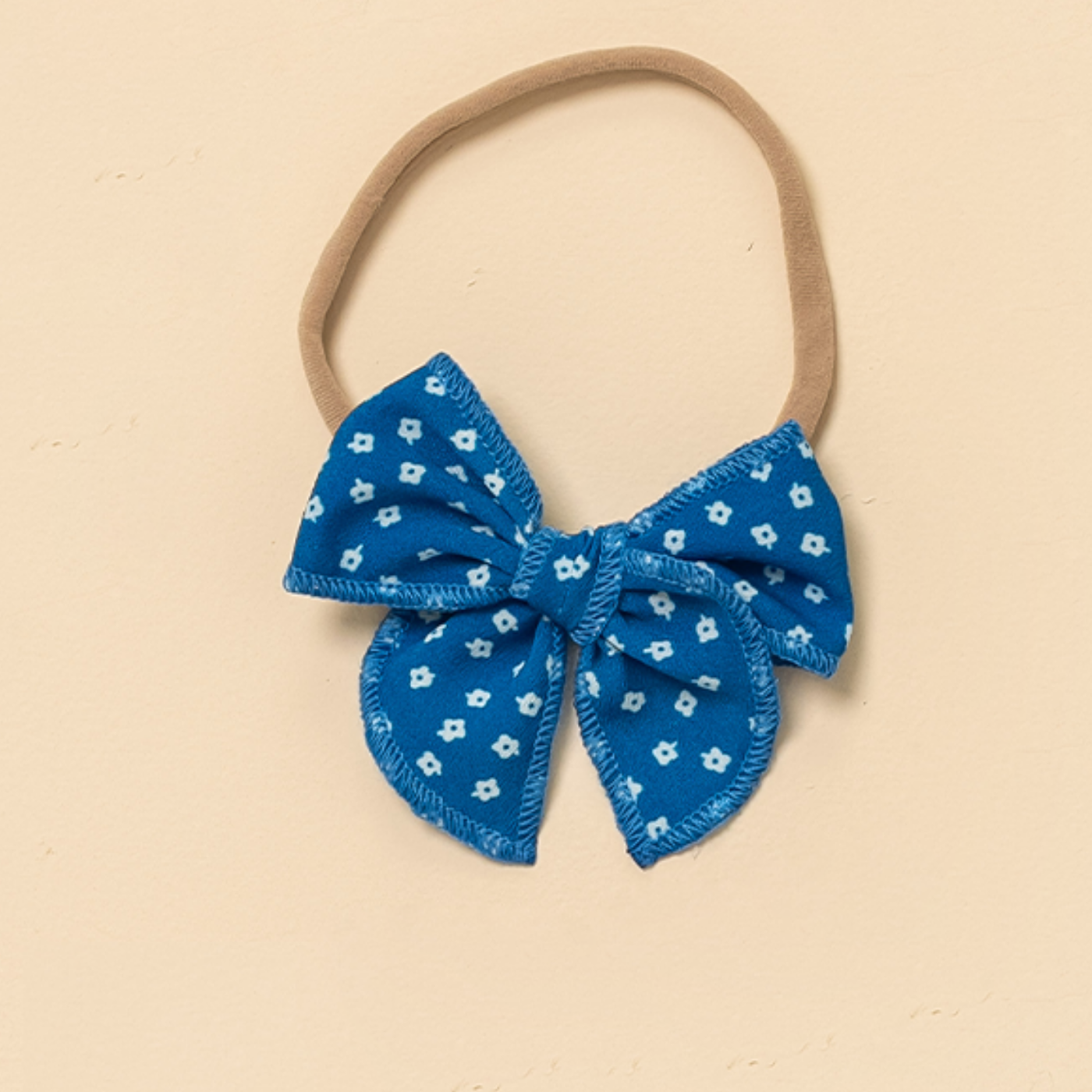 Blue Petite Daisy Floral Headband Bow